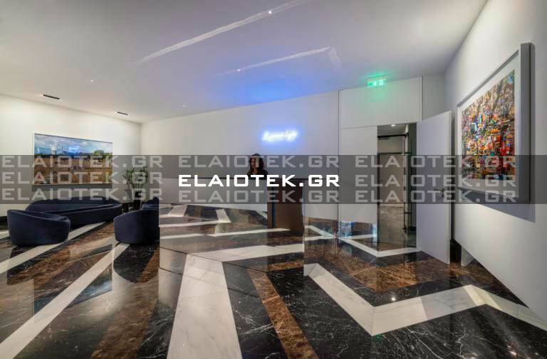 Modern interior with yellow accent wall and wooden elements