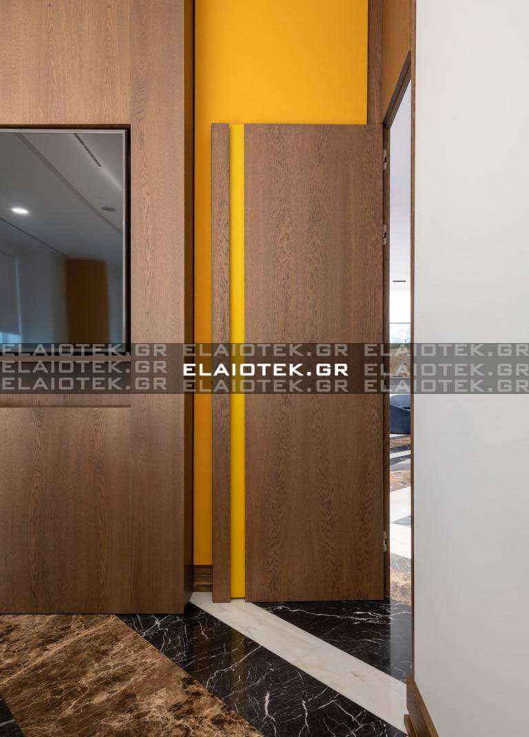 Minimalist bedroom with blue platform bed